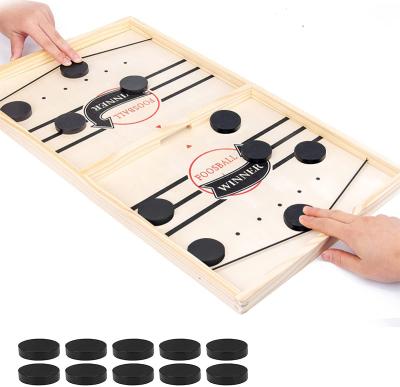 China Natural Material Sling Puck Game Desktop Wooden Sling Hockey Table Quick Game For Kids Adults Family Party for sale