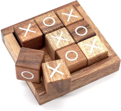 China Rustic Tic Tac Toe Coffee Table Family Decor Living Room Night Games Classic Wood Natural Board Games Material for Kids and Adults for sale