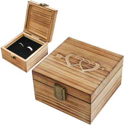 China Wooden Ring Bearer Box of Natural Material Rings for Wedding Ceremony Gift for sale