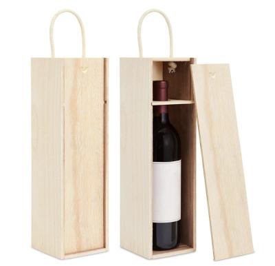 China Wholesale Handmade Unfinished Wooden 2 Pack Wine Box with Handle for Crafts, Gifts, Birthdays, Housewarmings for sale