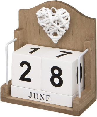 China Wholesale Woven Wood Perpetual Desk Calendar Natural Heart Material for sale