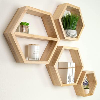 China Extra Large Adjustable Hexagon (Height) Floating Shelves Octagon Shelves Wall Hanging Shelves Honeycomb Decor for sale