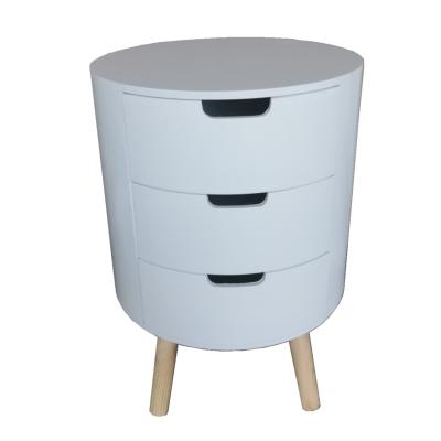 China (Others)Adjustable Bedroom Furniture With 3 Drawer Night Stand Modern Side Around White Wooden Bedside End Table for sale