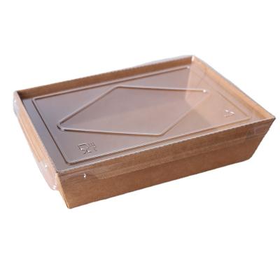 China Disposable Food Packaging Lunch Box Kraft Paper Box Takeaway Food Container With Lid for sale