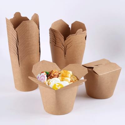 China Disposable Disposable Take Away Brown Kraft Paper Pasta Box Noodle Box Custom Design Logo Size for sale