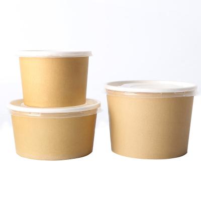 China China Manufacturer Recyclable Kraft Paper Disposable Bowls With Lid Soup Cup for sale