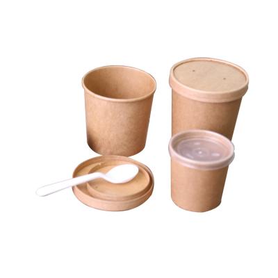 China Custom Printed Disposable Soup Cup Wrapping Paper Disposable Soup Cup With Lid for sale