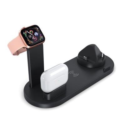 China Smart Phone*4/Smart Watch/Multifunctional Earphone/Night Light Wireless Charger 3 in 1 Wireless Charger Stand Mobile Phone Fast Charging Stand for sale