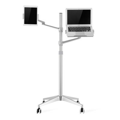 China UPERGO Dual Laptop Stand Arm Desk Floor Stand Lapdesk Bracket for sale