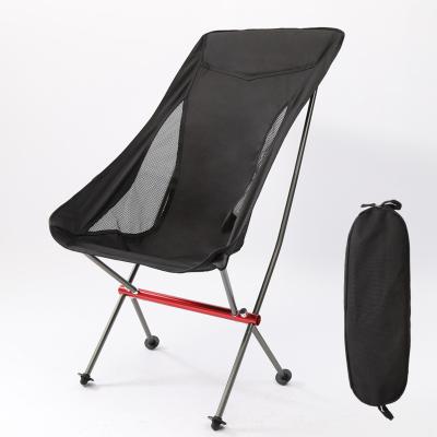 China Modern Outdoor Camping Portable Ultralight Fishing Picnic Folding Chair Aluminum Alloy Backrest Moon Breathable Wear-resistant Chair for sale