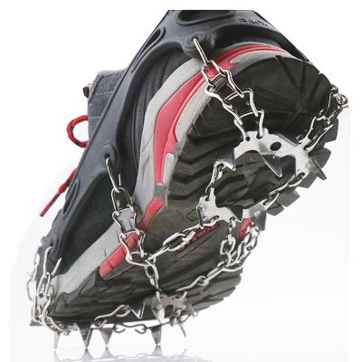 China Stainless + Silicone 18 Teeth Ice Snow Cleats Gripper Anti-Slip Climbing Shoe Covers Spike Cleats Stainless Steel Snow Skid Cleat for sale