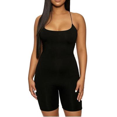 China Plus Size Black Knitted Backless Slim Breathable Summer Playsuit Sexy Tight Strapless Casual High Street Club Party Sports Jumpsuit Overalls for sale