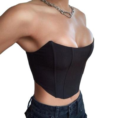 China Anti-pilling Sexy Backless Navel Streetwear Thin Top Women Wrapped Satin Blouse Women Summer New Crop Solid Black Sexy Top Custom Made for sale