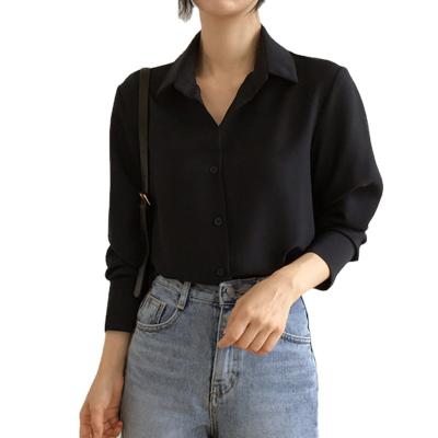 China Lady Fashion Tops Women's White Business Casual Long Sleeve Formal Clothes Lady Black Classic Workable Chiffon Blouse Office Plus Size Shirt for sale