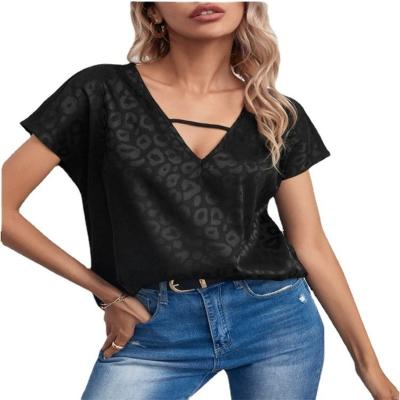 China Anti-pilling 2022 Summer Fashion Women Tops Casual Elegant Lady Ladies Blouse Short V-neck Pullover Women Clothing Office Sleeve Shirts for sale