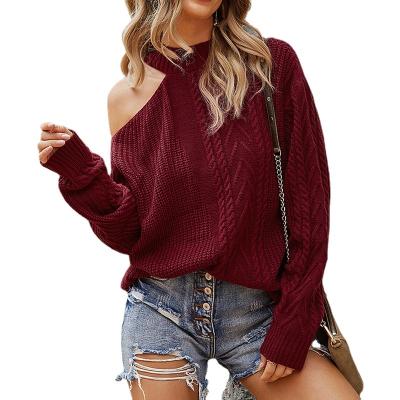 China Sexy Elegant Solid Knitted Sweater Strapless Pullover Lady Warm Fashion Office Tops Women Wear Winter Casual Vacation Sweater Breathable for sale