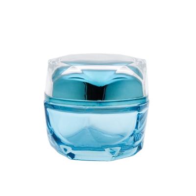 China Custom Cosmetic Green 50ml Glass Jar For Face Cream for sale