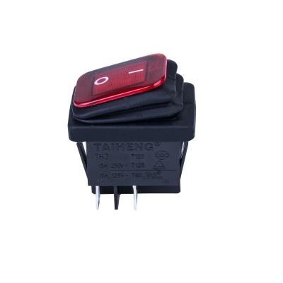 China Waterproof ON-OFF-ON kcd3 Button Illuminated Rocker Switch 3 Pins ON OFF 20A 125V 16A 250V for sale