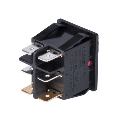 China Equipment 6 Pin On-Off With Green Red Electrical Light 15A 125VAC Rocker Switch for sale