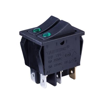 China Electrical Equipment DPDT Rocker Switch With Inditator Lamp Switch 6 Pin for sale