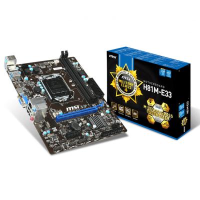 China MSI Intel H81M-E33 16GB DDR3 LGA1150 SATA M ATX Desktop Gaming Desktop Motherboard for sale