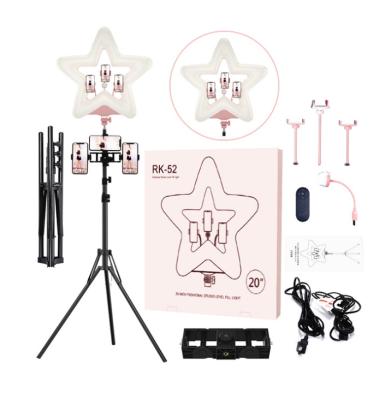 China PORTABLE 3000-7500k Star Shape Ring Light with Tripod Stand LED Selfie Ring Light for Universal Mobile Phone Make Up Photography Camera for sale