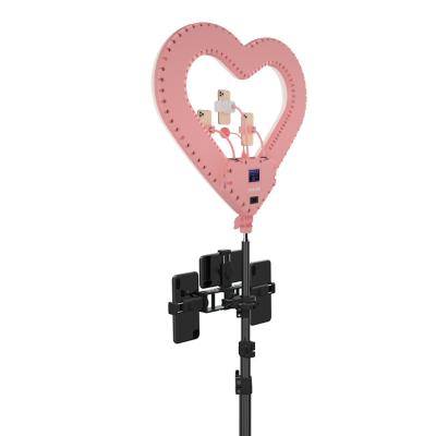 China RGB LED Photo Fill Ring Light Heart Shape Selfie Ring Light Studio Light Photography with Tripod 20 inch for sale