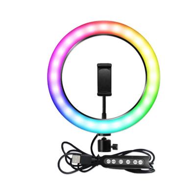 China Cosmetic Makeup MJ33 Dimmable 13 cm 16 Inch 33 Color Led RGB Ring Light With Tripod Stand Circle Photography Lighting For Live Streaming for sale