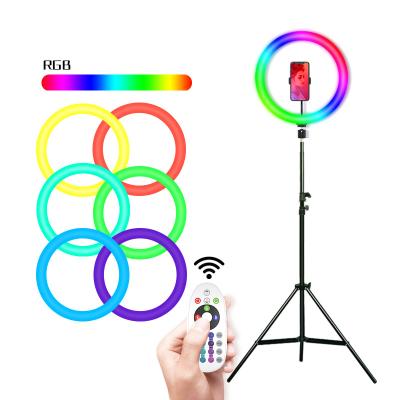 China PC ABS Beauty Makeup Fill Light 12 Inch Remote Control Selfie RGB 30cm Selfie Ring Light With Tripod Stand Photographic Lighting for sale