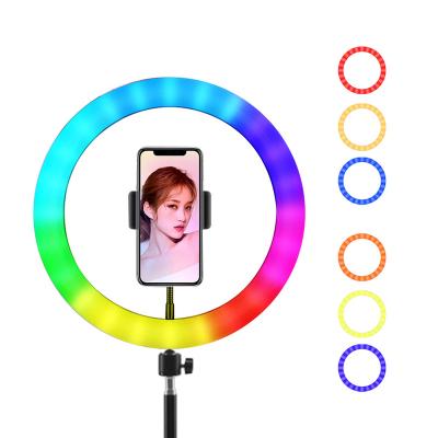 China Mini MJ26 10 inch 26cm Dimmable RGB Ring Light for TikTok Photographic LED Rainbow Ring Light for sale