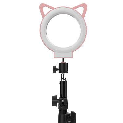 China Metal/ABS RK-44 Live Streaming Ring Light Cute 5 inch Kitten Ear Beauty Enhancing Selfie with Tripod Stand for sale