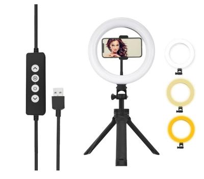 China PORTABLE Selfie Ring Light Dimmable with Tripod Stand Cell Phone Mini Led Ringlight Holder for Live Streaming Makeup Video Photography for sale