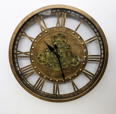 China Classic Metal Art Stainless Large Wall Clock Antique Style Preciser Vintage Wall Clock for sale