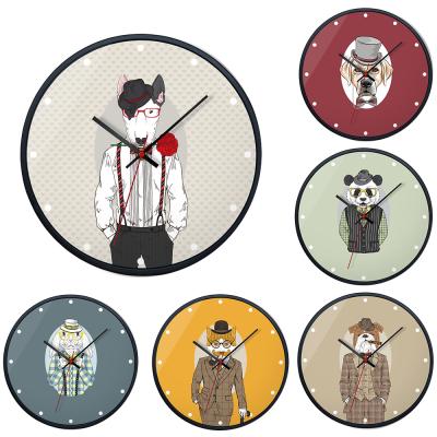 China Cute Wall Clock Metal Cartoon Preciser Style Decoration Wall Clock Antique Animal Kitchen Wall Clocks Cute Mute for sale