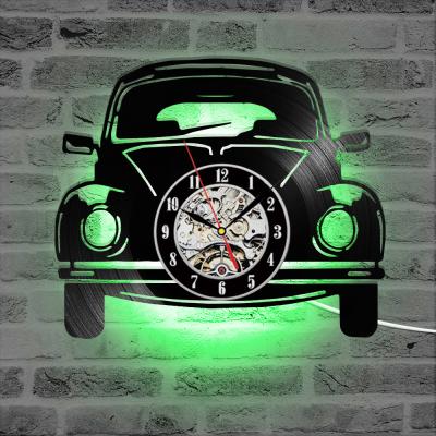 China Fancy Personalized Customization Preciser Car Shape Decorative 3d Led Vinyl Record Wall Clock for sale