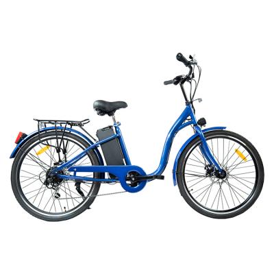 China Steel Electric Bike With Pedal Assist City Electric Bike Removable Battery SHIMANO 6 Speed for sale