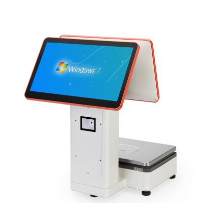 China Check Point POS System Weighing Machine POS Scale All POS In A Cashier With Payment Box Touch Screen Cash Register PC Scale For Supermarketket for sale