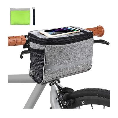 China Cooler Melange+Alumium Bike Handlebar Bag Insulation Bike Bag With Thoughtful Phone Holder Strap for sale