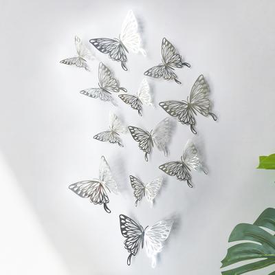 China Hot Selling 3D Butterfly WALL STICKER Butterfly Wall Sticker Hollow Wall Paper Cute Butterfly Wall Decal Wedding Party Decoration Background Butterflies for sale