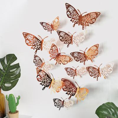 China Reused And Easy To Use Creative Hollow Butterflies Wallpaper Pattern Cute Butterfly Paper Sticker For Bedroom Living Room Wall Removable Mural for sale