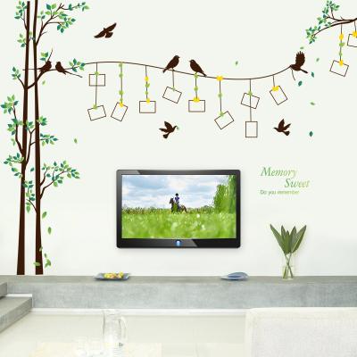 China Happy Birds Decorative Wallpaper Black Tree Wall Sticker Photo Frame Family Home Decoration TV Background Wall Mural for sale