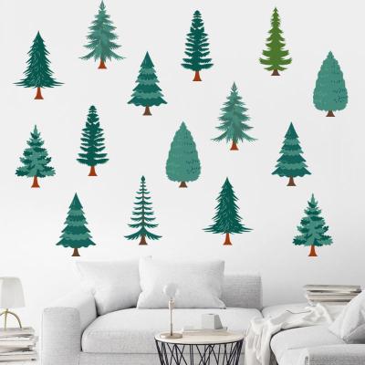 China 2021 Creative Forest Trees Background Wall Mural Wallpaper Green Tree Stickers Self-adhesive Decals Reused And Easy To Use Living Room TV for sale