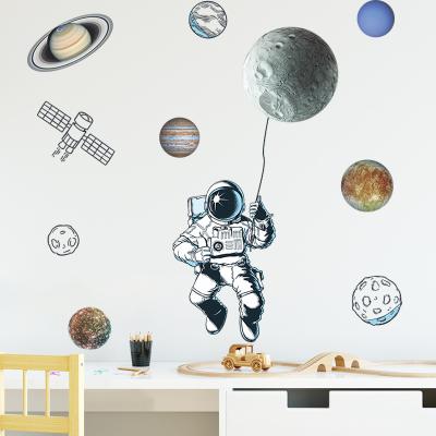 China Creative new design astronaut planet reused and easy to use wallpaper stickers boy's living room home decoration for sale