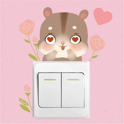 China Decorative Sticker Cute Hamster Switch Sticker Cartoon Wallpaper For Kid's Bedroom Wall Self Adhesive Mural for sale