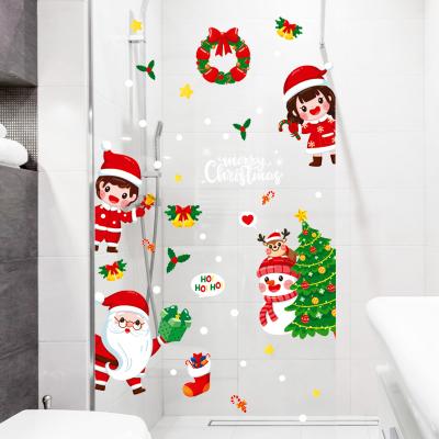 China Creative Christmas Festival Party Window Decal Santa Claus Snowman Decorative Wallpaper Self Reused and Easy to Use Hot Selling Christmas Sticker for sale