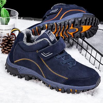 China CUSHIONING Winter Mens Boots With Fur Snow Warm Women Anti-slip Boots Men Work High Top Sneakers Rubber Ankle Boots Plus Size 46 for sale