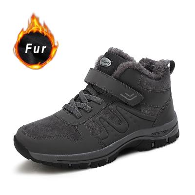 China Fashion trend fur men's boots and women's boots in winter with fur 2021 winter snow work casual shoes rubber ankle boots warm men's boots for sale