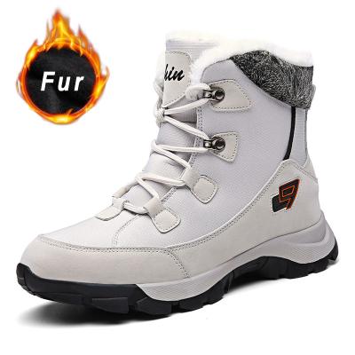 China Fashion trend men's sneakers neutral leather high top boots, winter snow shoes, suitable for winter high top couples for sale