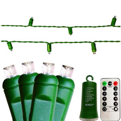 China Battery Powred Christmas Lights 100 White Christmas LED 33FT Wide Angle Battery Operated Light Sting Lights Green Wire for sale