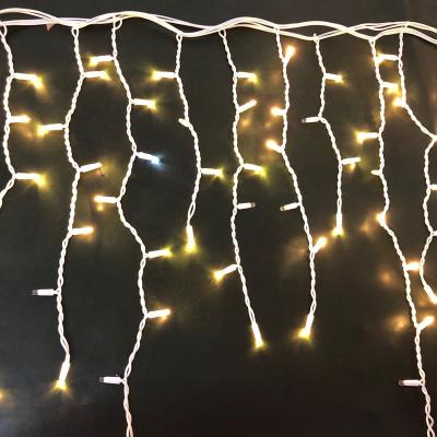 China Rubber Icicle Curtain Lights Outdoor Rubber Icicle Cable Light Flicker Led Curtain Christmas Lights White Wire For Christmas Room Decorations for sale